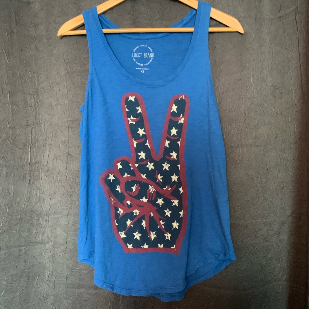 Lucky Brand American Flag Peace Tank - Size XS